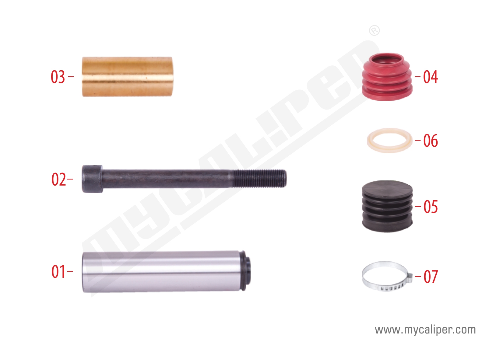 Caliper Guide & Seals Repair Kit