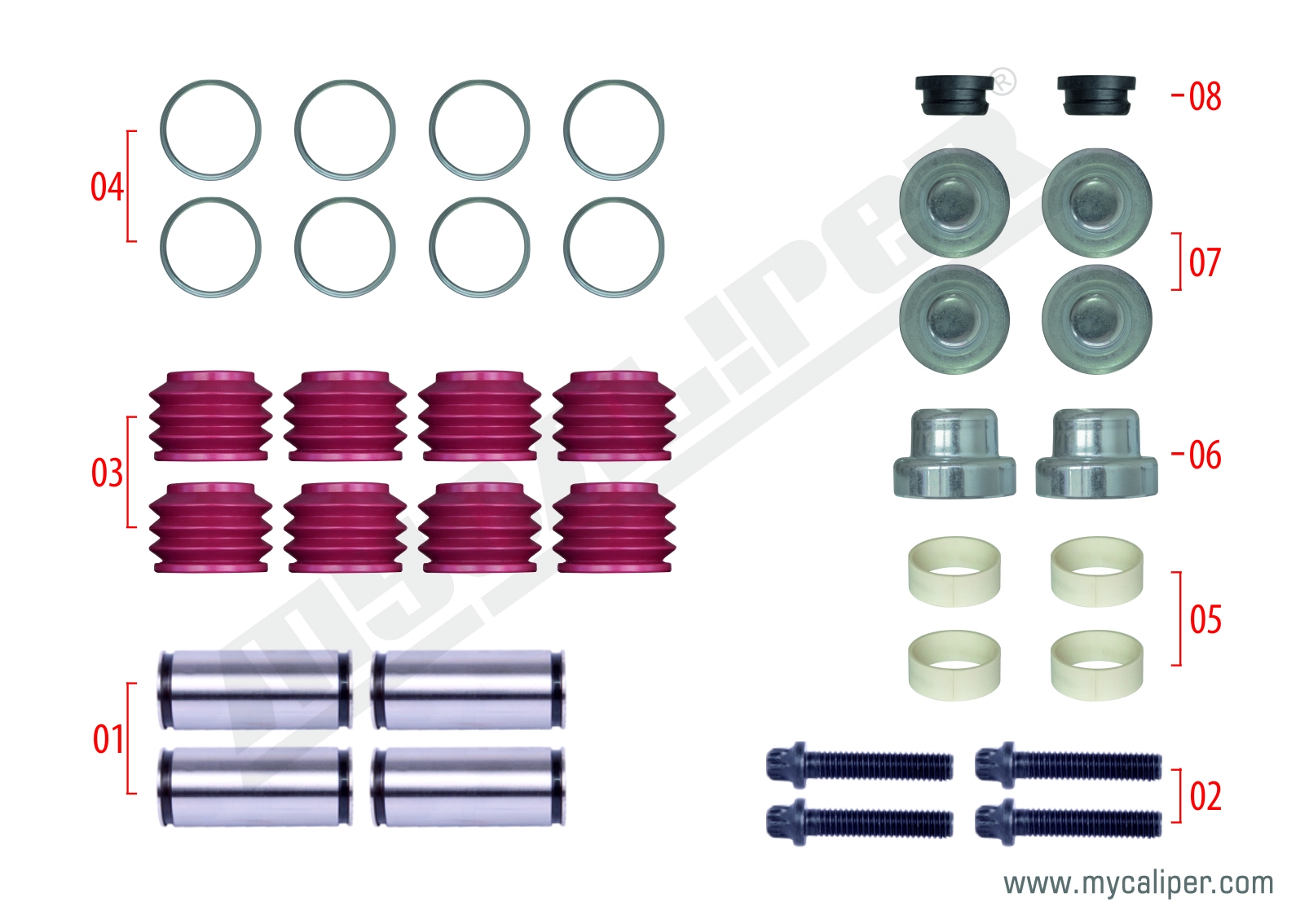 Caliper Guide & Seals Repair Kit