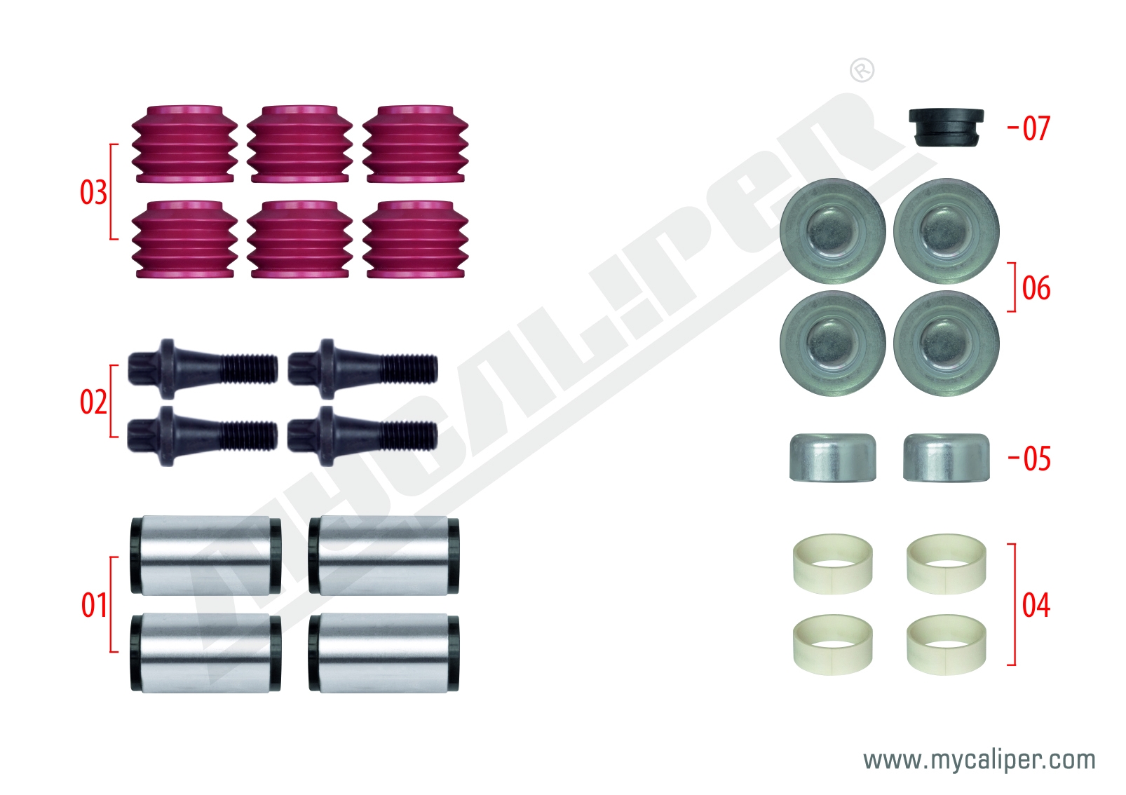 Caliper Guide & Seals Repair Kit