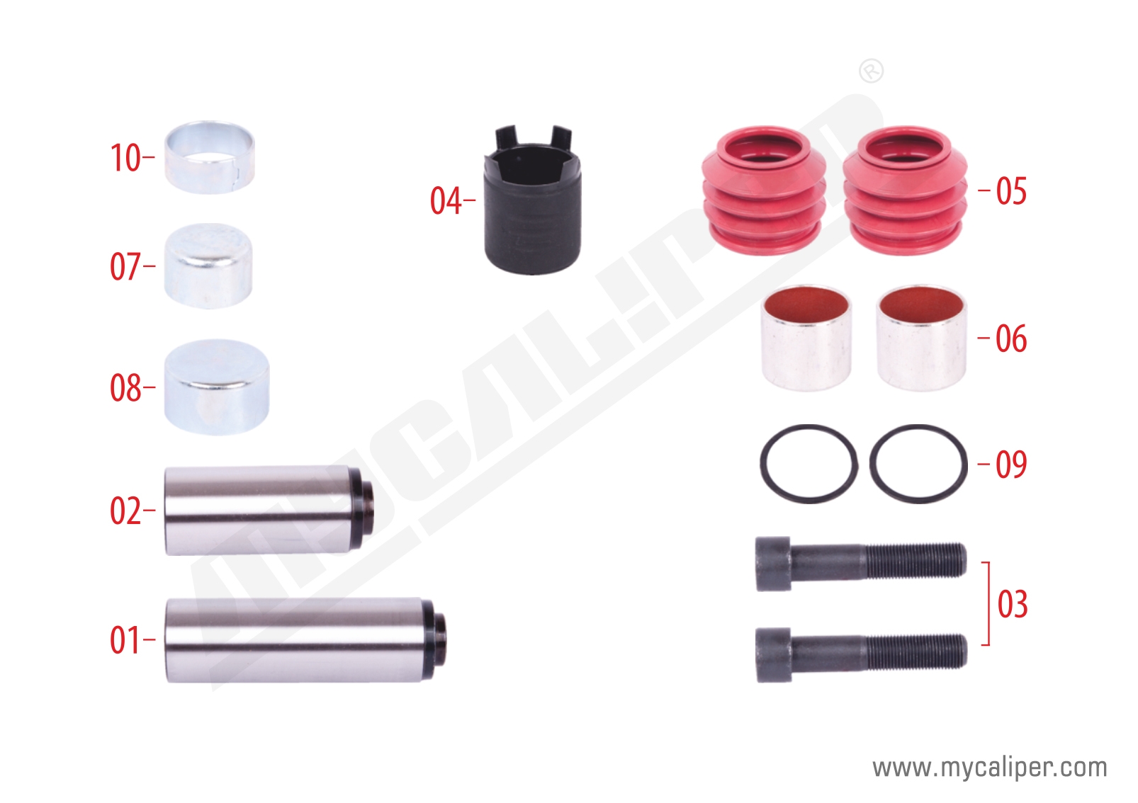 Caliper Guides & Seals Repair Kit