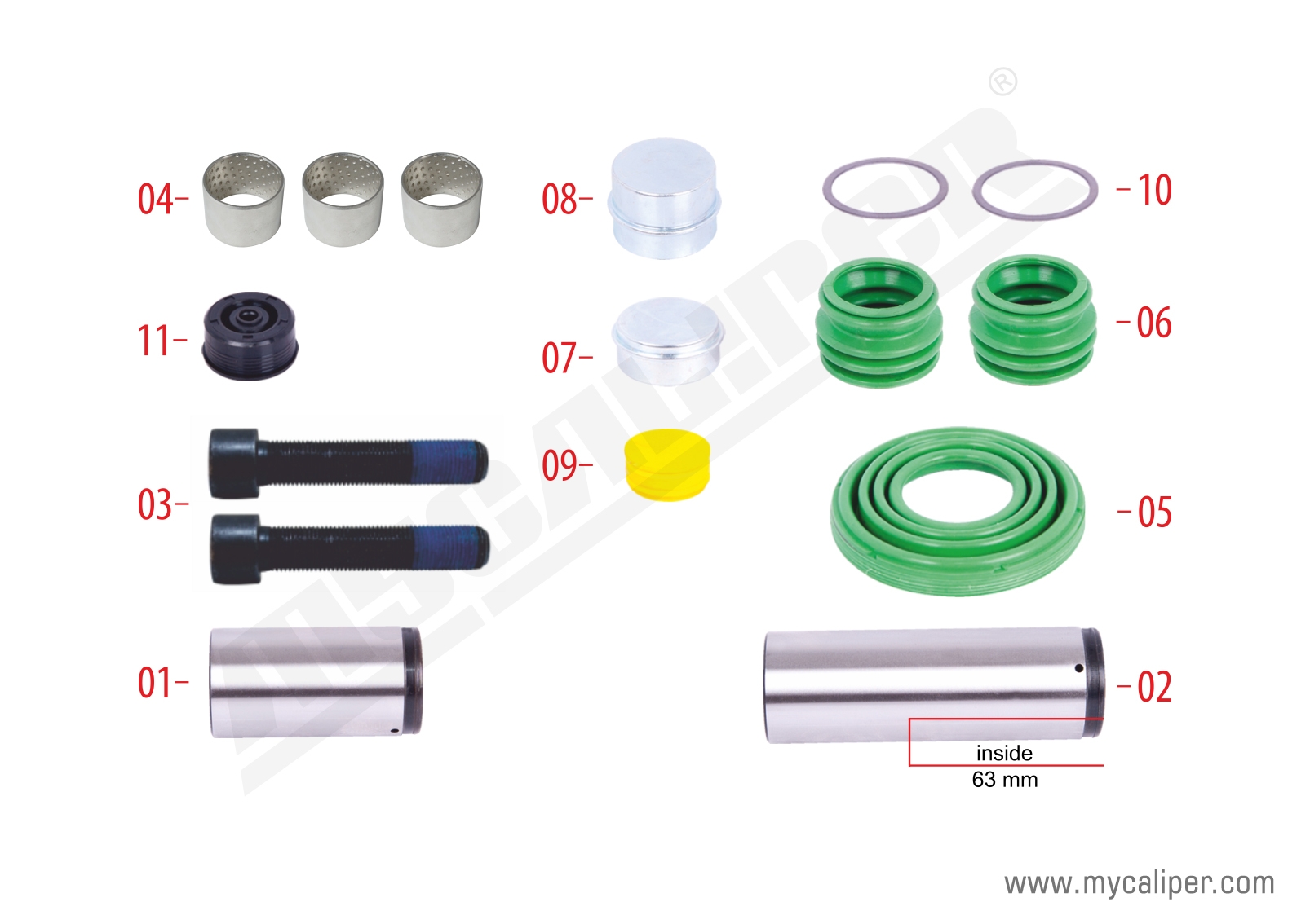 Caliper Guides & Seals Repair Kit 