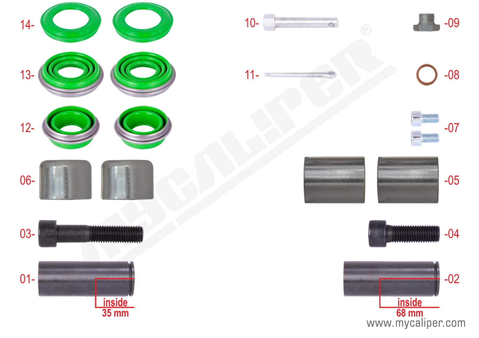 Caliper Overhaul Repair Kit 