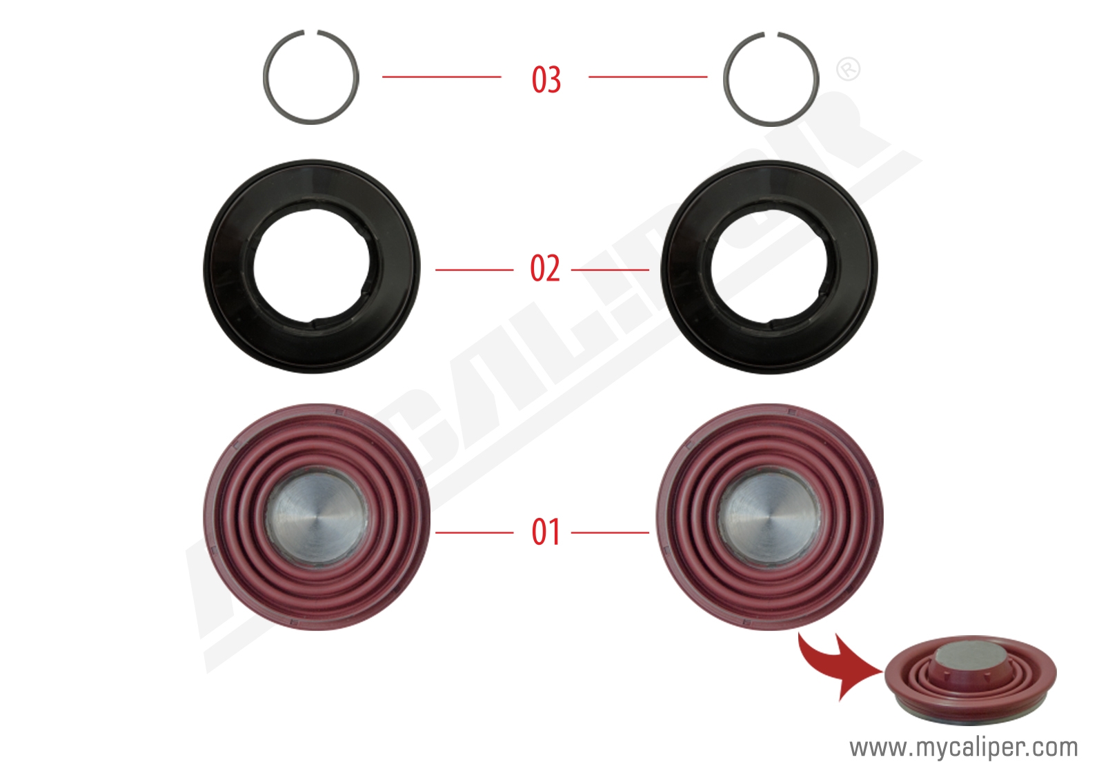 Caliper Piston Tappet & Seals Repair Kit 