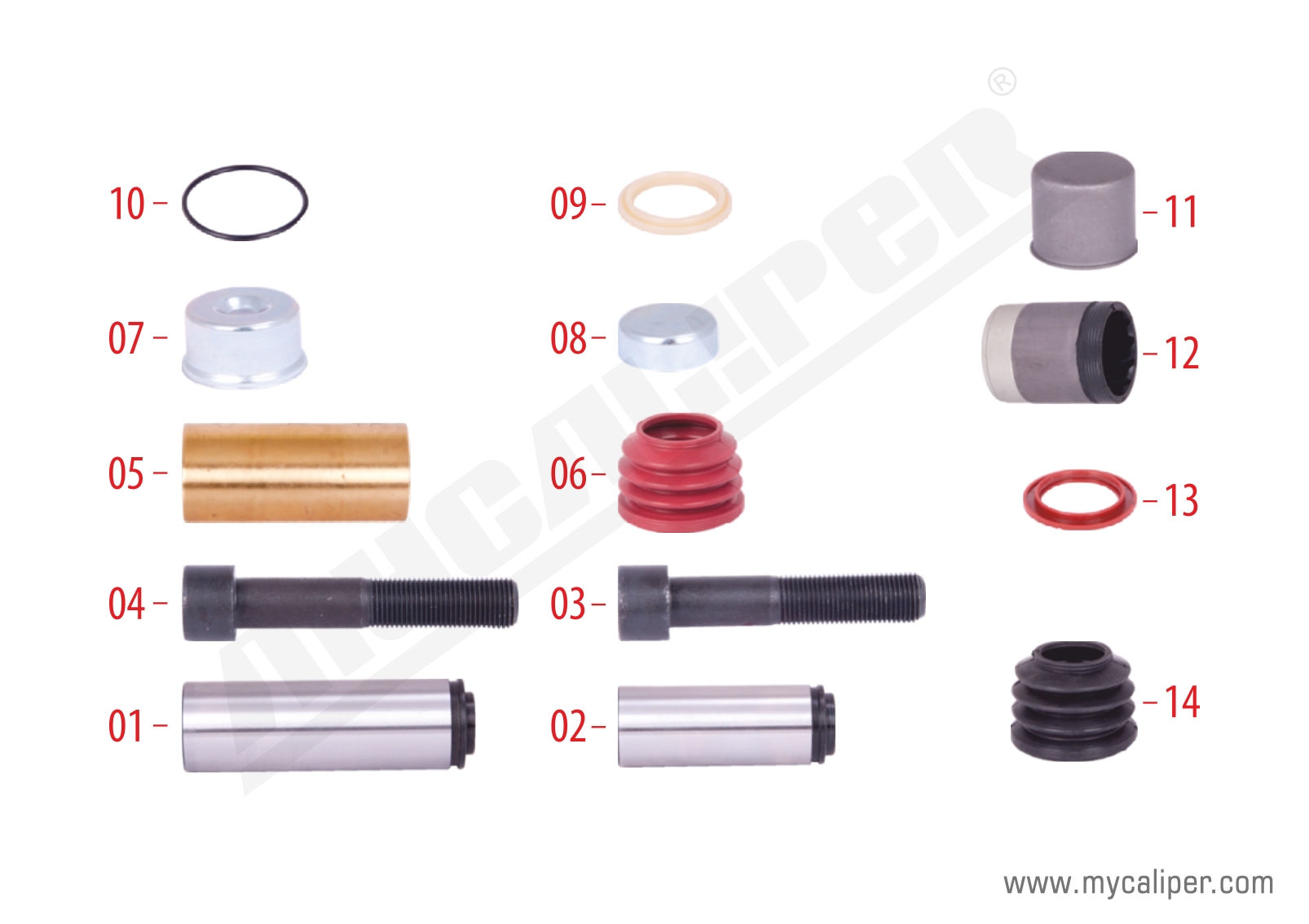 Caliper Guides & Seals Repair Kit