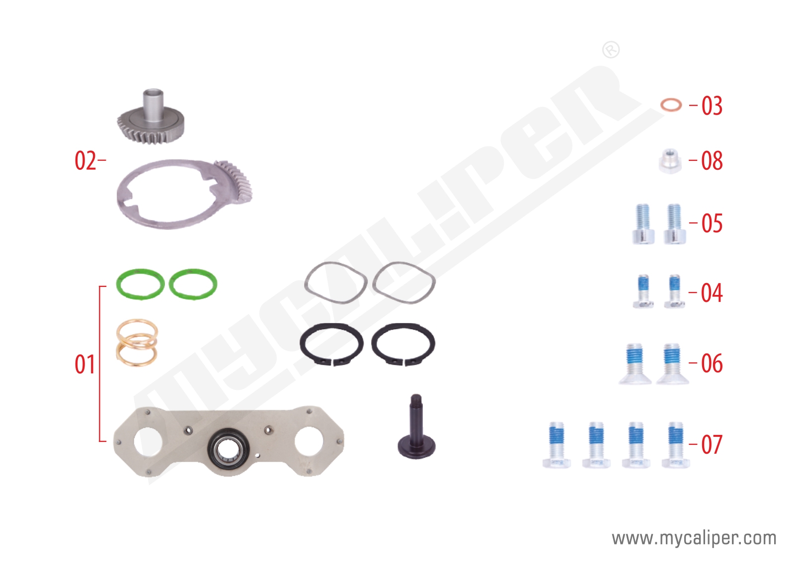 Caliper Adjusting Mechanism Gear Kit (Right) 